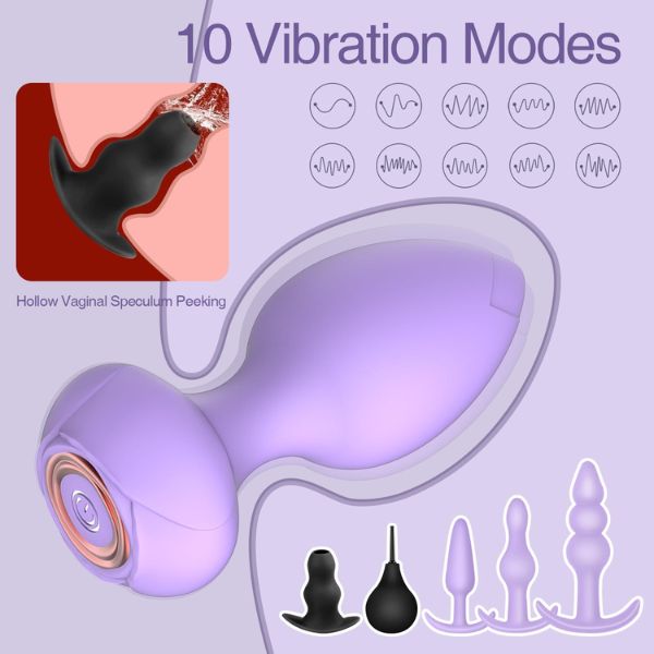 Silicone Vibrating Butt Plug with Remote Control