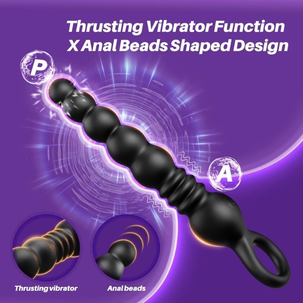 Thrusting Anal Beads Vibrator Prostate Massager