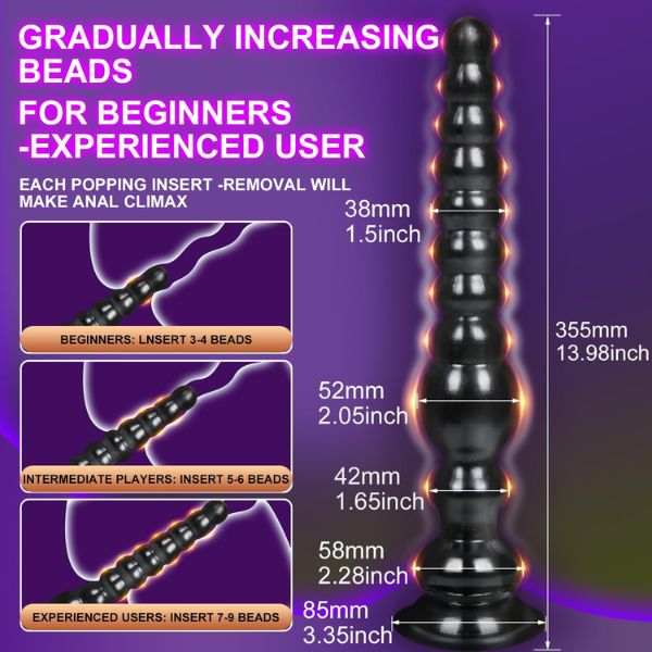 14'' Long Silicone Anal Bead Butt Plug