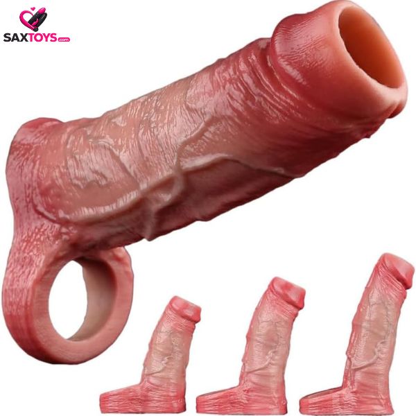Silicone Realistic Penis Sleeve with Testicle