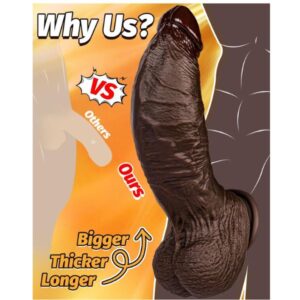 10.5'' Realistic Huge Thick Black Dildo