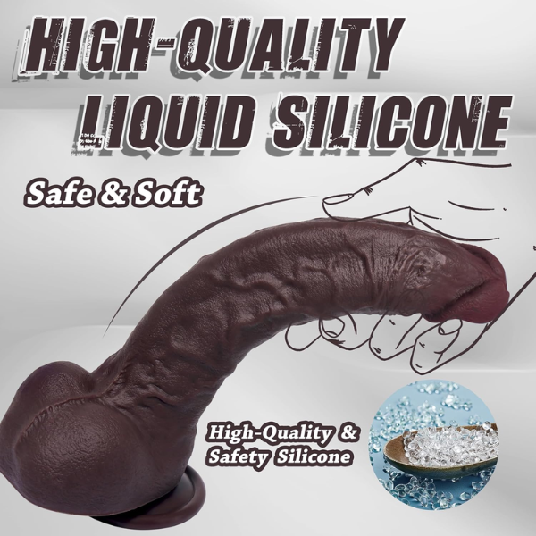 9'' Black Realistic Silicone Thick Dildo