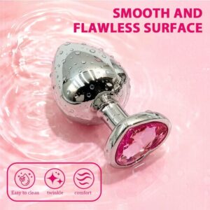 3 Pcs Pink Heart Crystal Anal Plugs Set