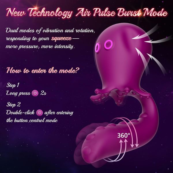 Air Pulse Burst Modes Tentacle Dildos