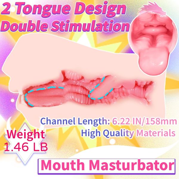 Two Tongue Mouth Pocket Stroker