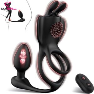 Vibrating Cock Ring with Anal Plug Vibrator